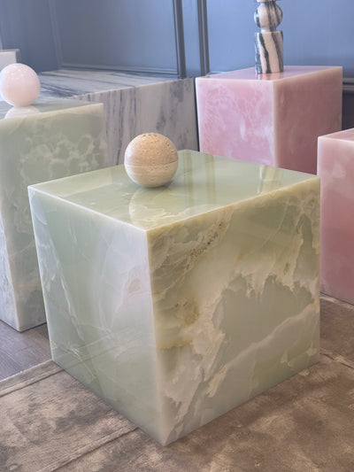 Pink Onyx Plinth, Green Onyx Pedestal, Natural Stone, Side Table, End Table