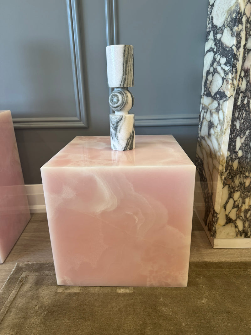 Pink Onyx Plinth, Green Onyx Pedestal, Natural Stone, Side Table, End Table