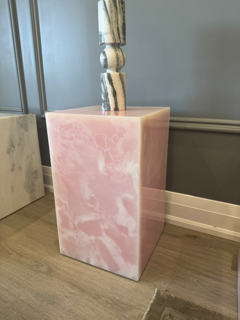 Pink Onyx Plinth, Green Onyx Pedestal, Natural Stone, Side Table, End Table