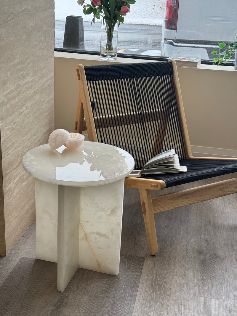 Multi-Color Onyx Round Accent Table - White, Pink, and Green Onyx Plinth/Side/End Table