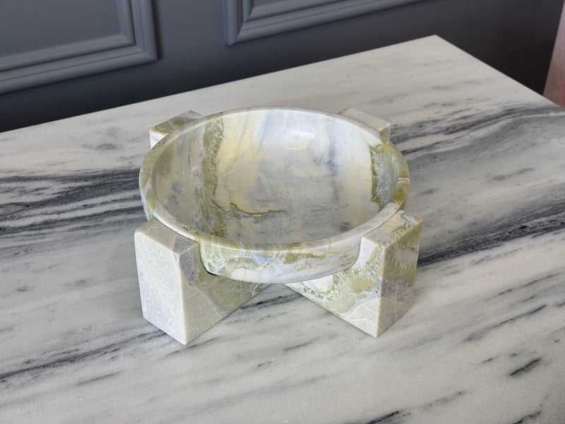 Jade Green Marble Pedestal Dish