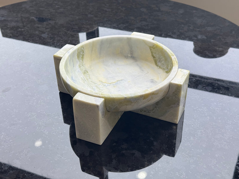 Jade Green Marble Pedestal Dish