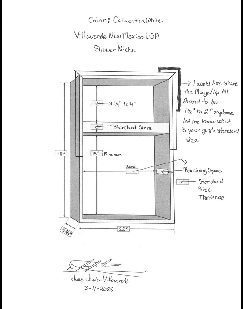 Customized Product - Calacatta White Shower Niche